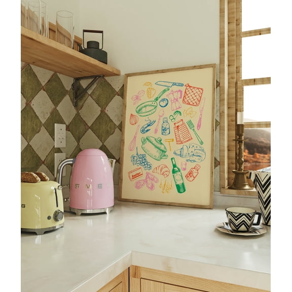 Maximalist Kitchen Food Retro Decor Wall Art