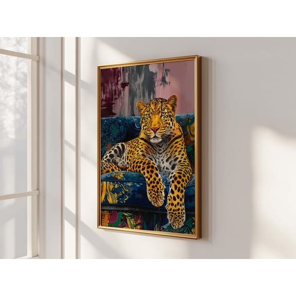 Maximalist Leopard Jungle Eclectic Wall Art, Unframed Paper Print Size 8x12