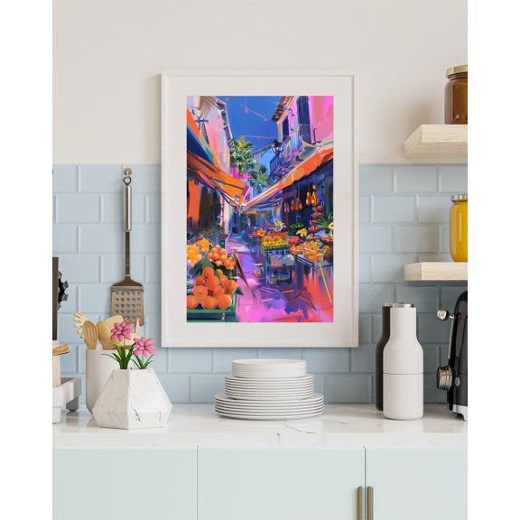 Maximalist Poster Tropical Oranges Flower Market Poster , Poster Print Only
