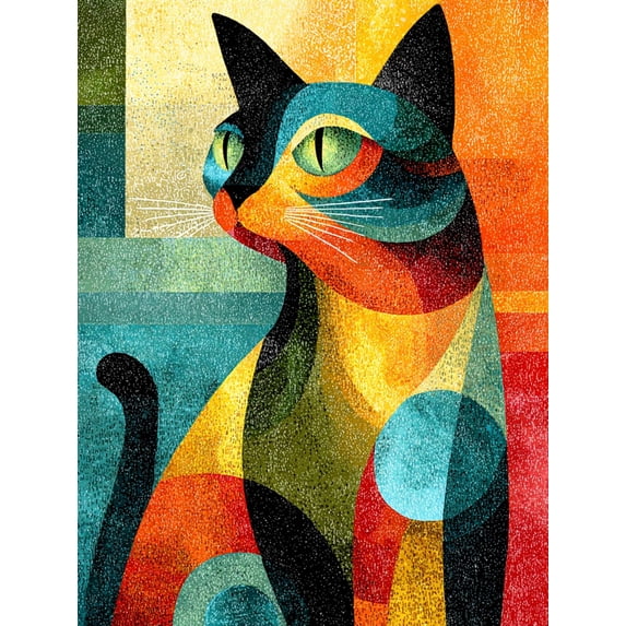 Maximalist Retro Cat Canvas Wall Art, Colorful Affirmation Print, Trendy Home Wall Decor