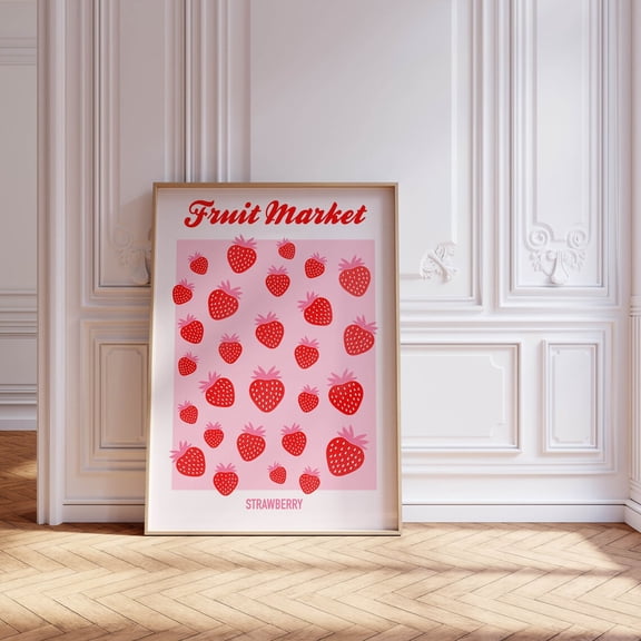 Maximalist Strawberry Kitchen Wall Art Print, Unframed Paper Poster 8x10in