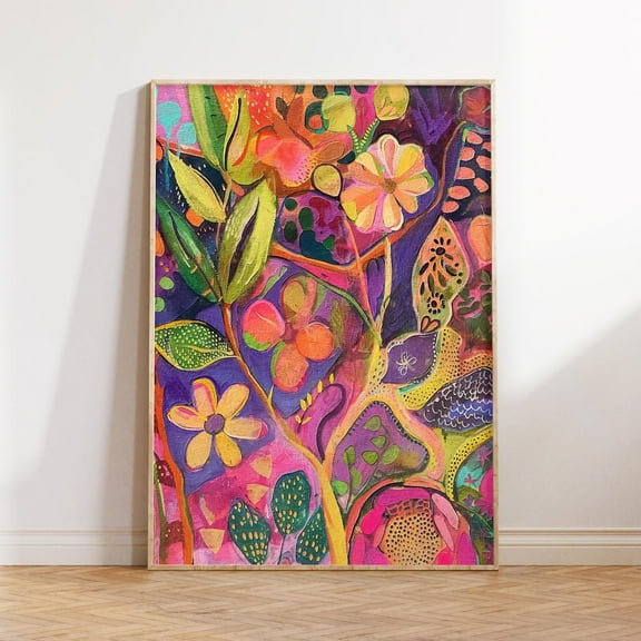 Maximalist Wall Art Decor, Eclectic Wall Art, Abstract Flowers Wall Art, Bright Colourful Wall Art, Trendy Print, Wall Art, Modern Wall Decor, 8x12 UNFRAMED