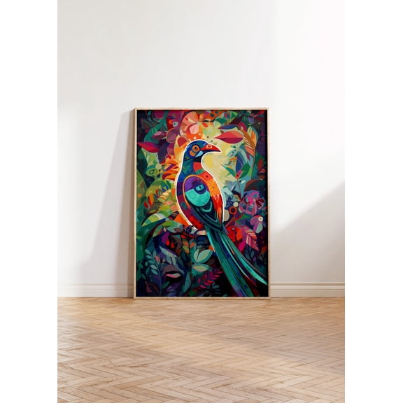 Maximalist Wall Art Tropical Bird Poster Rainforest Birds Naive Art Eclectic Poster Animal Wall Hanging Tropical Spring Poster Wall Art For Decor Present, Poster Only