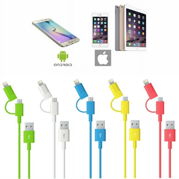 Maximalpower 2 IN 1 Lightning 8 Pin & Micro USB Data Sync Cable, USB Charging/Data Sync Cable (Yellow, 1 Pack)