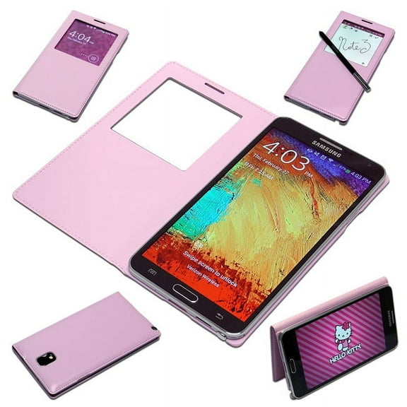 Maximalpower Leather Smart Cover Case For Samsung Galaxy Note 3 III N9000 Screen Cover (Pink)