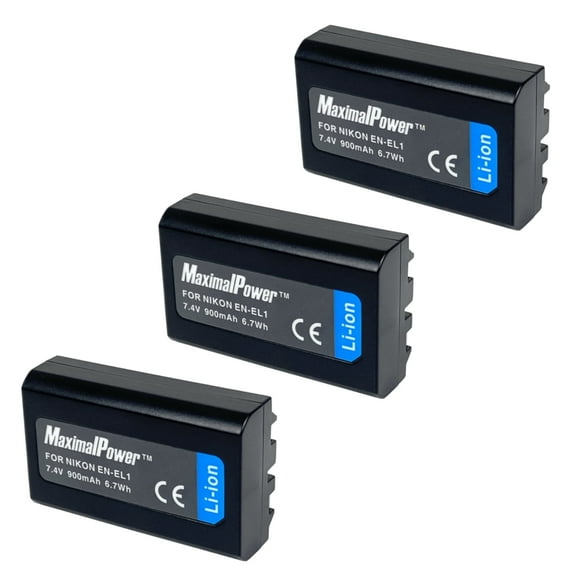 Maximalpower for Nikon EN-EL1 Battery for Nikon ENEL1, Minota NP-800 and Nikon Cooipix 4300 4500 4800 5400 5700 775 8700 880 885 995 Coolpix E880 (3 Pack)