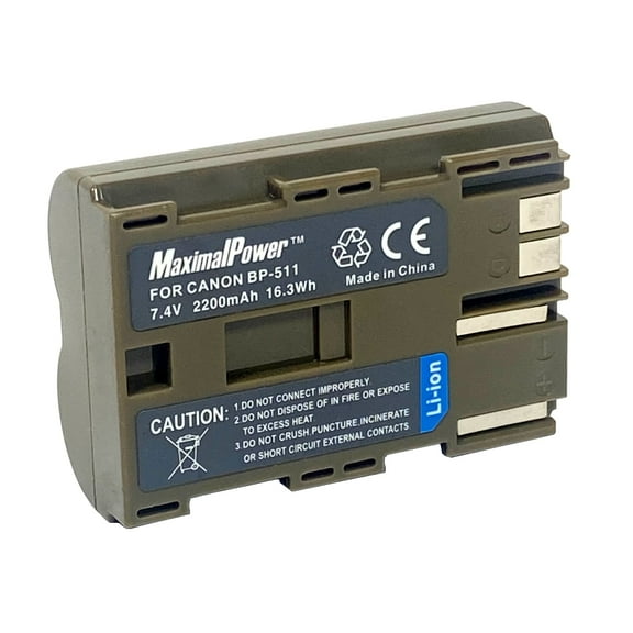 Maximalpower Replacement Battery Compatible for Canon BP-511 BP-511A Battery, Canon EOS 50D 40D 30D 20D 20Da 10D 5D 300D, PowerShot G1 G2 G3 G5 G6 Pro1, Energizer ER-C590 (1 Pack)