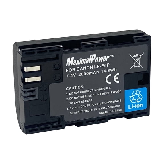 Maximalpower Replacement battery for Canon LP-E6 Battery, Fits Canon C700, XC15, EOS 60D, 70D, 80D, 5D Mark II III and IV, 5DS, 5DS R, 6D, 7D, R5 Mark II Cameras