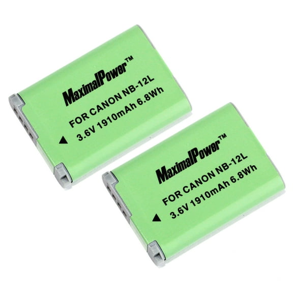Maximalpower for Canon NB-12L Battery, Fits Canon PowerShot G1 X Mark II, N100, VIXIA Mini X (2 Pack)