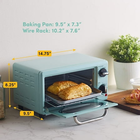 by Maximatic Americana Collection ETO147M Diner 50’s Retro Countertop Toaster Oven, 2 Slice, Mint