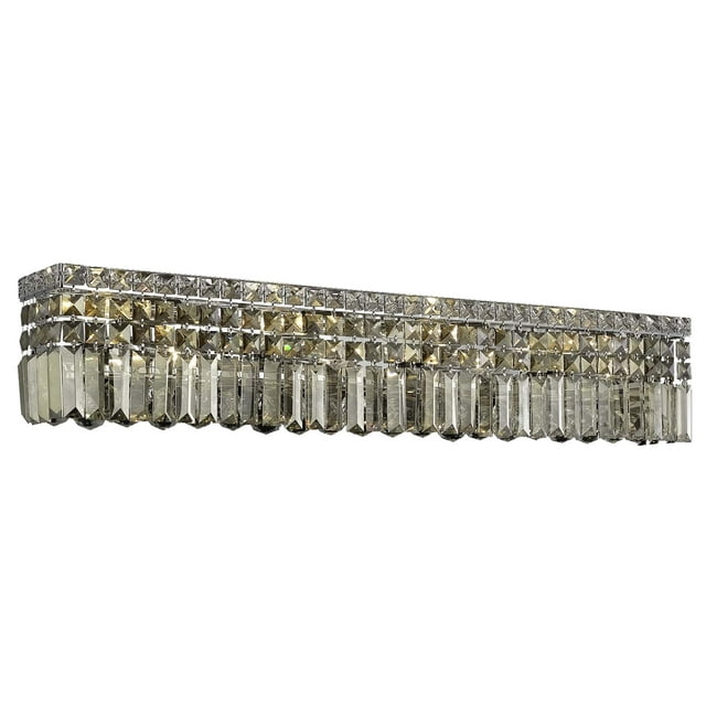 Maxime 7 light Chrome Wall Sconce Golden Teak (Smoky) Royal Cut Crystal