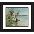 thumbnail image 1 of Maxime Maufra 23x20 Black Ornate Framed Double Matted Museum Art Print Titled: Lavandieres by a River Near Nantes (1887), 1 of 5
