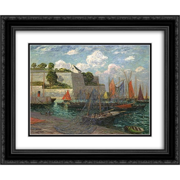 Maxime Maufra 2x Matted 24x20 Black Ornate Framed Art Print 'Port castle of Belle-Ile'