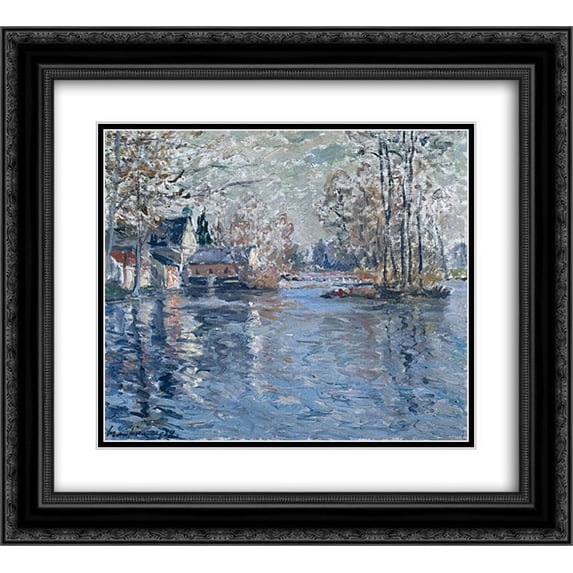 Maxime Maufra 2x Matted 24x20 Black Ornate Framed Art Print 'The Dam of a Loir Ponce'