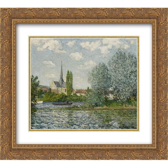 Maxime Maufra 2x Matted 24x20 Gold Ornate Framed Art Print 'The church at Little Andelys'