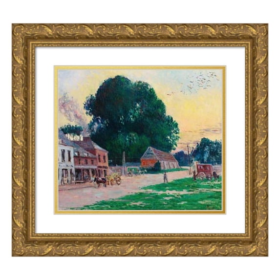 Maximilien Luce 17x15 Gold Ornate Wood Frame and Double Matted Museum Art Print Titled - Paris, the Vaugirard District (circa 1910)