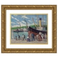 thumbnail image 1 of Maximilien Luce 18x15 Gold Ornate Wood Frame and Double Matted Museum Art Print Titled - Honfleur, Tug at the Quay (1929), 1 of 4