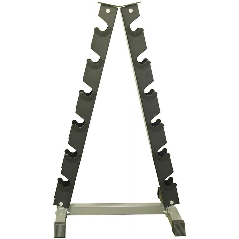 Maximize Floor Space with Our A Frame Dumbbell Rack Stand Solid Construction Anti Scratch Holds 6 Pairs Great Gift Idea and Backed by 1 Year