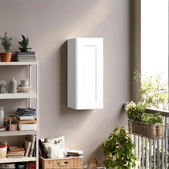Maximize Your Wall Space: 15" Solid Wood Shaker Wall Cabinet in White with 2 Adjustable Shelves The Perfect RTA Storage Solution for Kitchens, Bathrooms, Laundry Rooms & Garages (15"W x 30"H x 12"