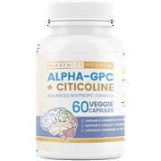 Maximize Within Alpha GPC + Citicoline 60 Cap, 1600mg Concentrated Formula - Supports Memory, Focus, Mood & Energy