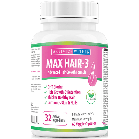 Maximize Within Max Hair-3 Advanced Hair Growth Formula for All Hair Types, 60 Count