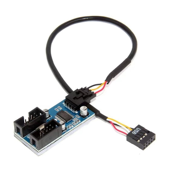 Maximizes USB Port with 9Pin Motherboards Header Extension 9Pin USB Splitter for Multiple Device User 1 to 2/4 USB HUBs