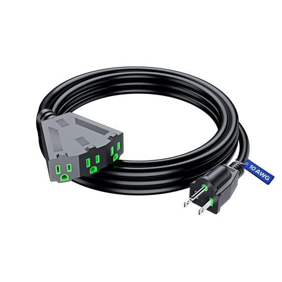 Maximm 10/3 Indoor Extension Cord 10 Feet, 10AWG Black ETL Listed, 3 Prong Plug 3-Outlet Heavy Duty Indoor, Power Cord 10ft