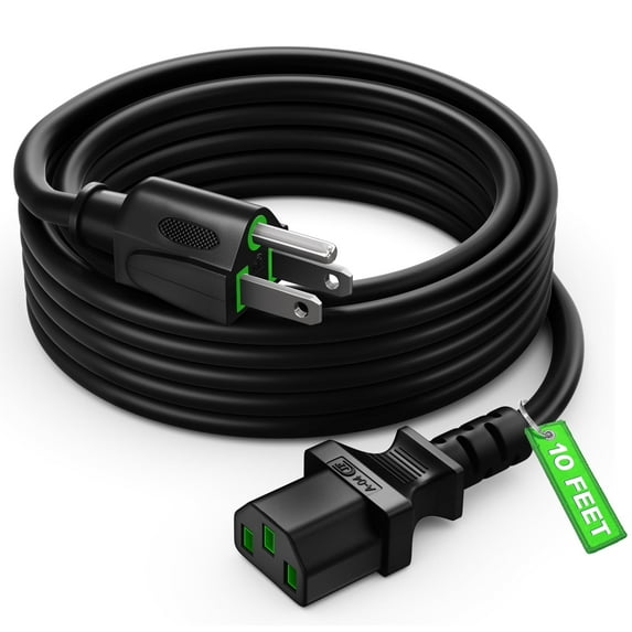 Maximm 10 Feet Universal Computer Monitor Power Cord, C13 Power Cable for Monitor, PC, Desktop, Printer, Scanner, 16 AWG NEMA 5-15P to IEC13 - UL Certified