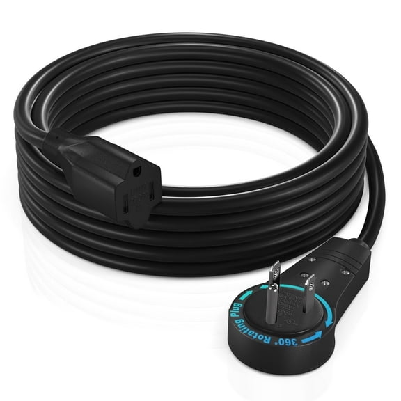 Maximm 10 ft. 16/3 Extension Cord 360 Rotating Plug 1-Outlet 13A, 1625 Watts, UL Certified, Black