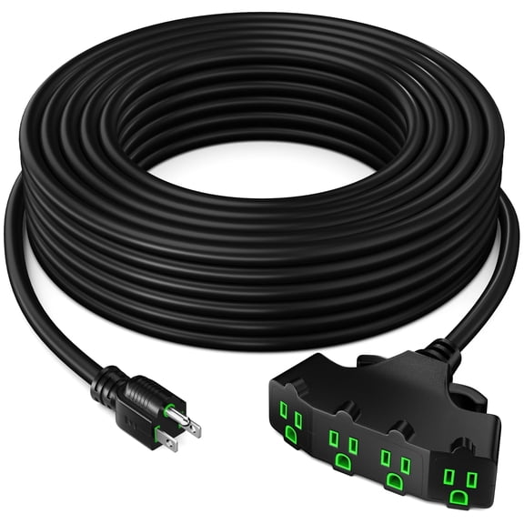 Maximm 12/3 Extension Cord 30 Feet, 12AWG, Black, ETL Listed, 3 Prong Plug 4-Outlet SJTW Heavy Duty Indoor, Weather Resistant - Power Cord for Appliances, 30ft