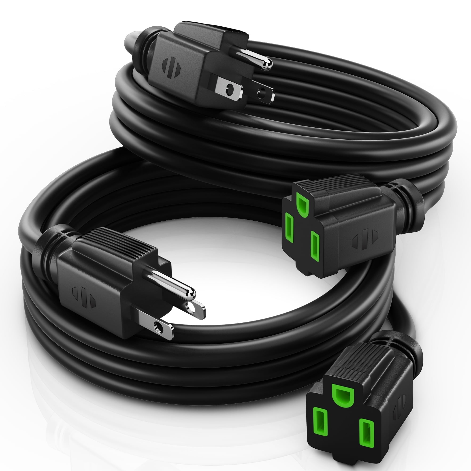 Maximm 12/3 Extension Cord 6 Feet, 12AWG 2 Pack, Black, 1-Outlet Heavy Duty Indoor SJTW ETL Listed, 3 Prong Plug Power Cord