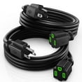 thumbnail image 1 of Maximm 14/3 Outdoor Extension Cord 6 Feet, 14AWG 2 Pack, Black, 1-Outlet SJTW Heavy Duty Indoor/Outdoor ETL Listed, 3 Prong Plug, All-Weather - Power Cord for Garden, Lawn, Appliances, 6ft, 1 of 5