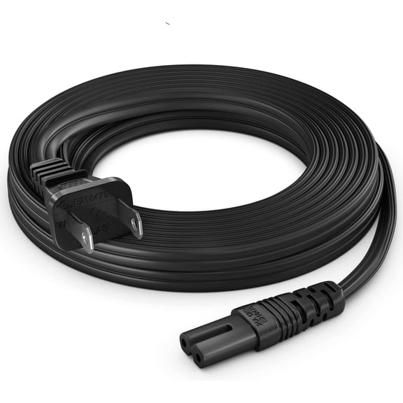 Maximm 15 Feet Slot Power Cord,2 Prong Figure 8 Power Cord Non Polarized Power Cable NEMA 1-15P to IEC C7 - UL Approved