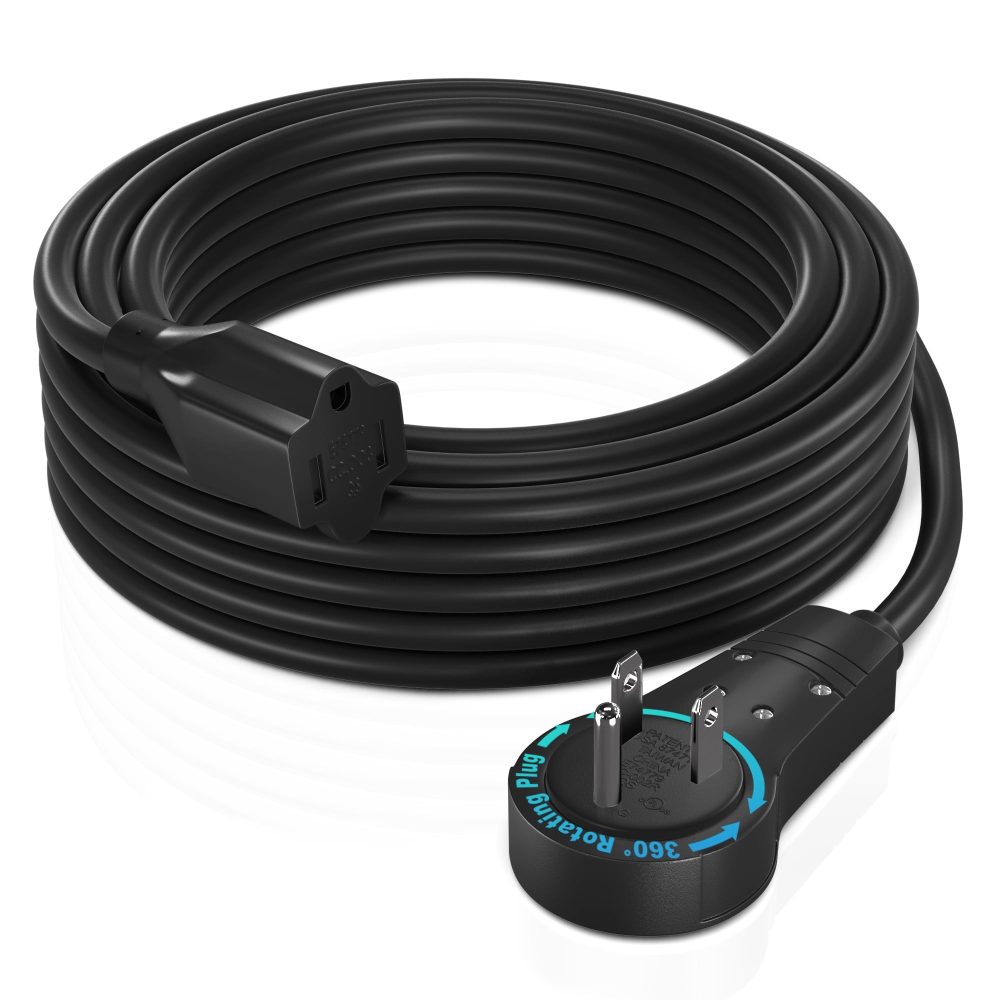 Maximm 15 ft. 16/3 Extension Cord 360 Rotating Plug 1-Outlet 13A, 1625 ...