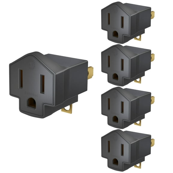 Maximm 2 Prong to 3 Prong Adapter, Ground Lifter Plug and Outlet Converter Turns Any 2 Prong Outlet Into a 3 Prong Outlet, 5 Pack, Color, UL and ETL Listed