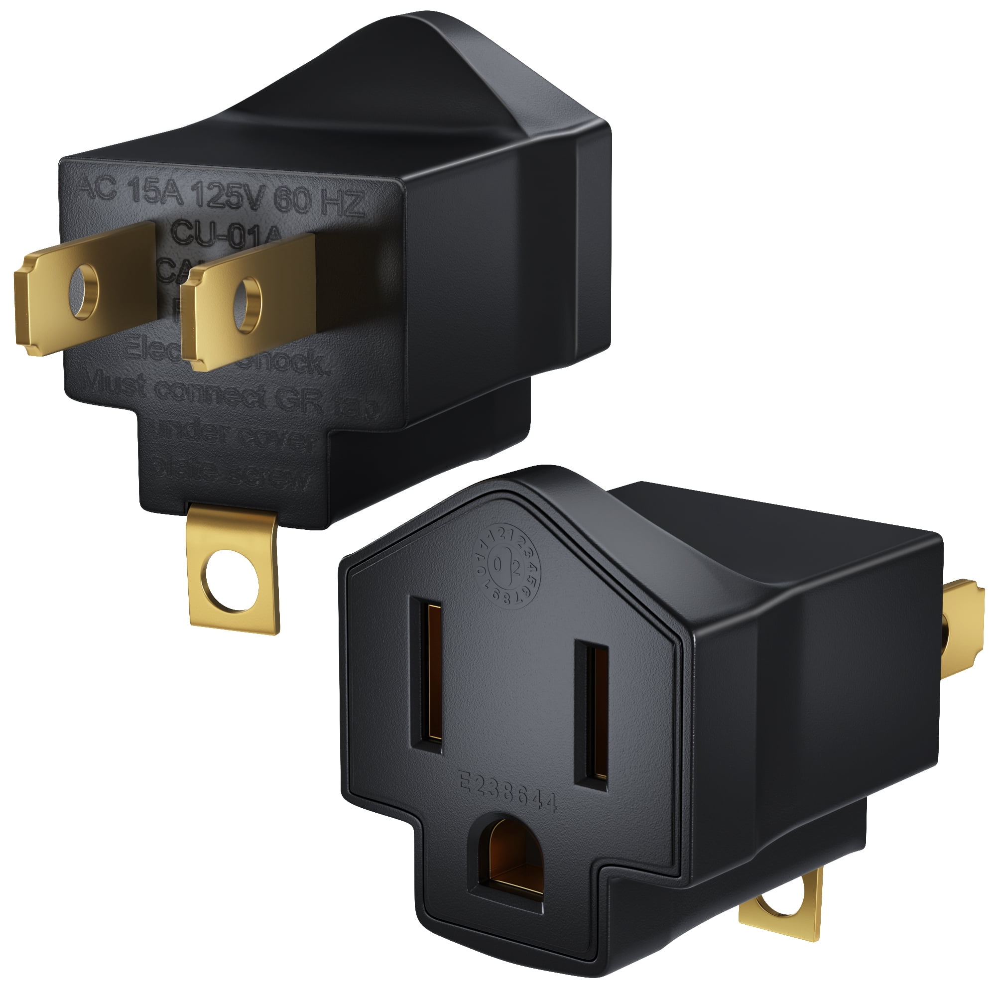 Maximm 2 Prong to 3 Prong Adapter, 2 Pack Turn Any 2 Prong Outlet into ...