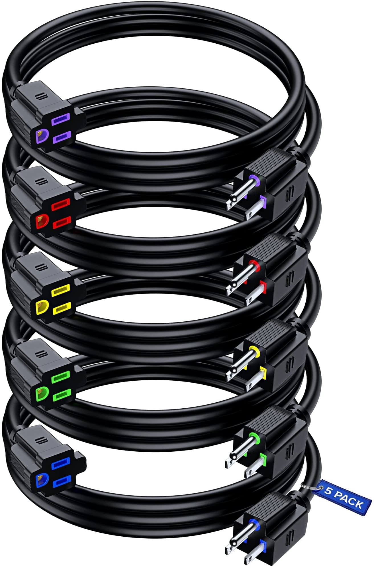 Maximm 2 ft Safety Extension Cord - Black, 16 Gauge, Heavy Duty ...
