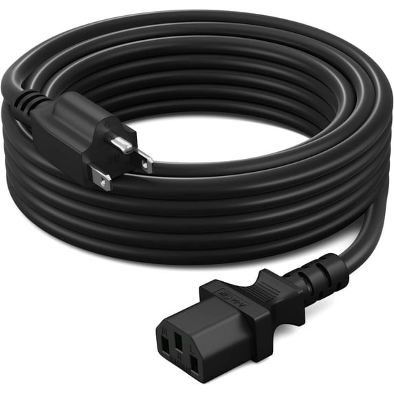 Maximm 25 Feet Universal Computer Monitor Power Cord, C13 Power Cable for Monitor, PC, Desktop, Printer, Scanner, 18 AWG NEMA 5-15P to IEC13 - UL Approved