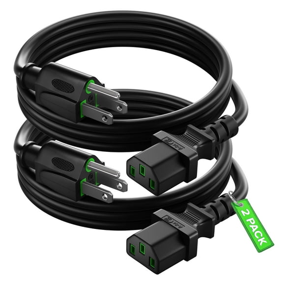 Maximm 3 Feet 2 Pack Universal Computer Monitor Power Cord, C13 Power Cable for Monitor, PC, Desktop, Printer, Scanner, 16 AWG NEMA 5-15P to IEC13 - UL Certified