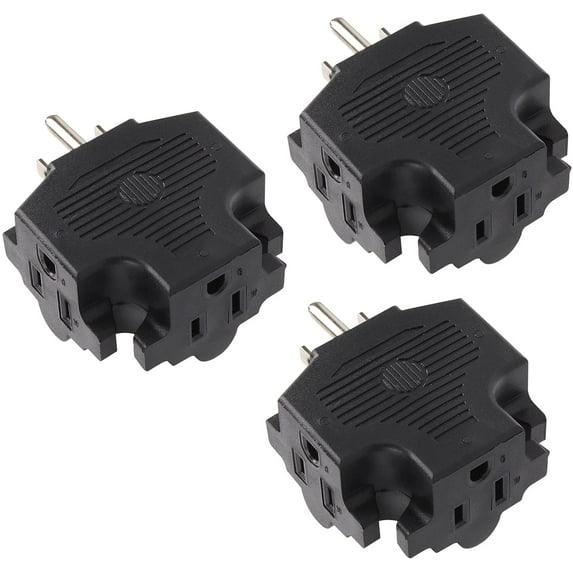 Maximm 3-Outlet Adapter Plug, Splitter Plug Outlet Expands Single Outlet Into 3 Outlets, Portable Wall Outlet Adapter Perfect for Travel and Cruise Ship Essentials, 3-Prong, UL Listed, Black