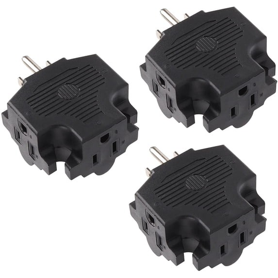 Maximm 3-Outlet Adapter Plug, Splitter Plug Outlet Expands Single Outlet Into 3 Outlets, Portable Wall Outlet Adapter Perfect for Travel and Cruise Ship Essentials, 3-Prong, UL Listed, Black