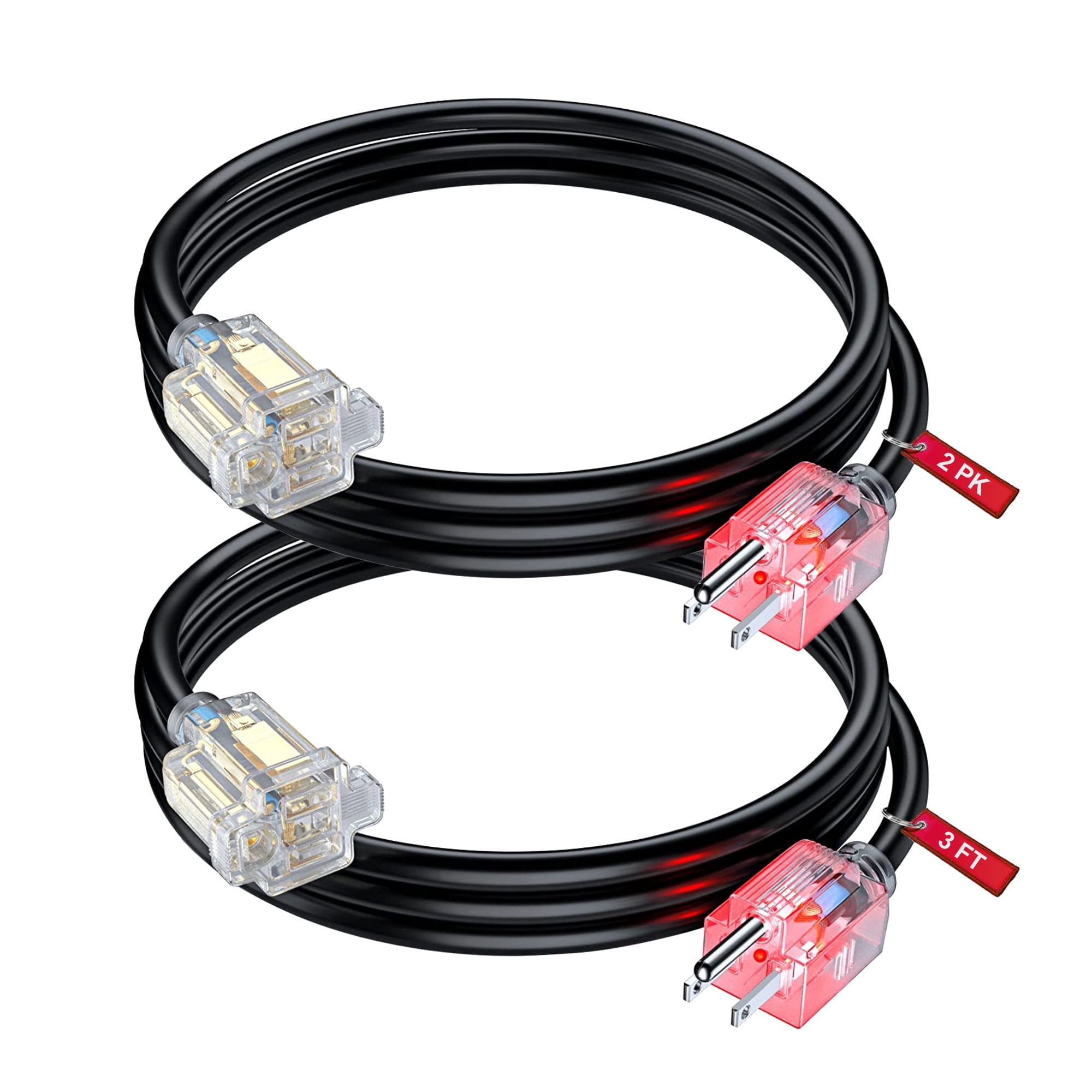 Maximm 3 ft Safety Extension Cord with Lighted Power Indicator - Black ...