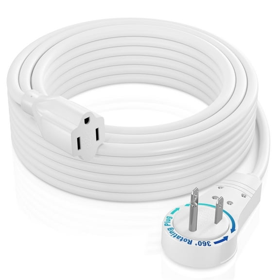 Maximm 35 ft. 16/3 Extension Cord 360 Rotating Plug 1-Outlet 13A, 1625 Watts, UL Certified, White