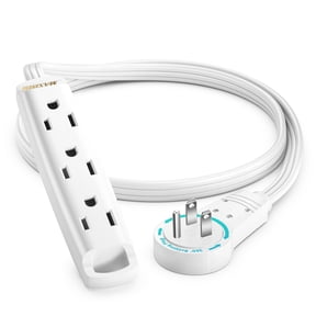 Maximm 360 Degree Rotating Flat Extension Cord 1 Ft Multi 3 Outlet Power Cord with Loop, Grounded 16 AWG UL Certified, White