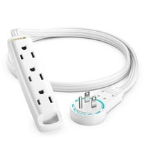 Maximm 360 Degree Rotating Flat Extension Cord 1 Ft Multi 3 Outlet Power Cord with Loop, Grounded 16 AWG UL Certified, White