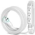 thumbnail image 1 of Maximm 360 Degree Rotating Flat Extension Cord 10 Ft Multi 3 Outlet Power Cord with Mounting Bracket, Grounded 16 AWG UL Certified, White, 1 of 5