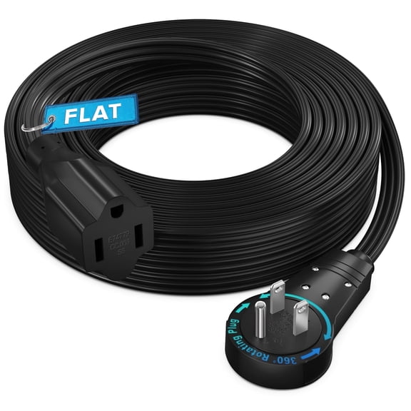 Maximm 360 Rotating Flat Plug Extension Cord - 25 Feet, Slim Space-Saving Design, Low Profile (Black)