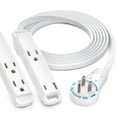 thumbnail image 1 of Maximm 360° Rotating Flat Plug Extension Cord 3-Outlet with USB-C and USB-A Ports 6FT, 3-Prong Flat Wire 16AWG, UL Certified (White), 1 of 5