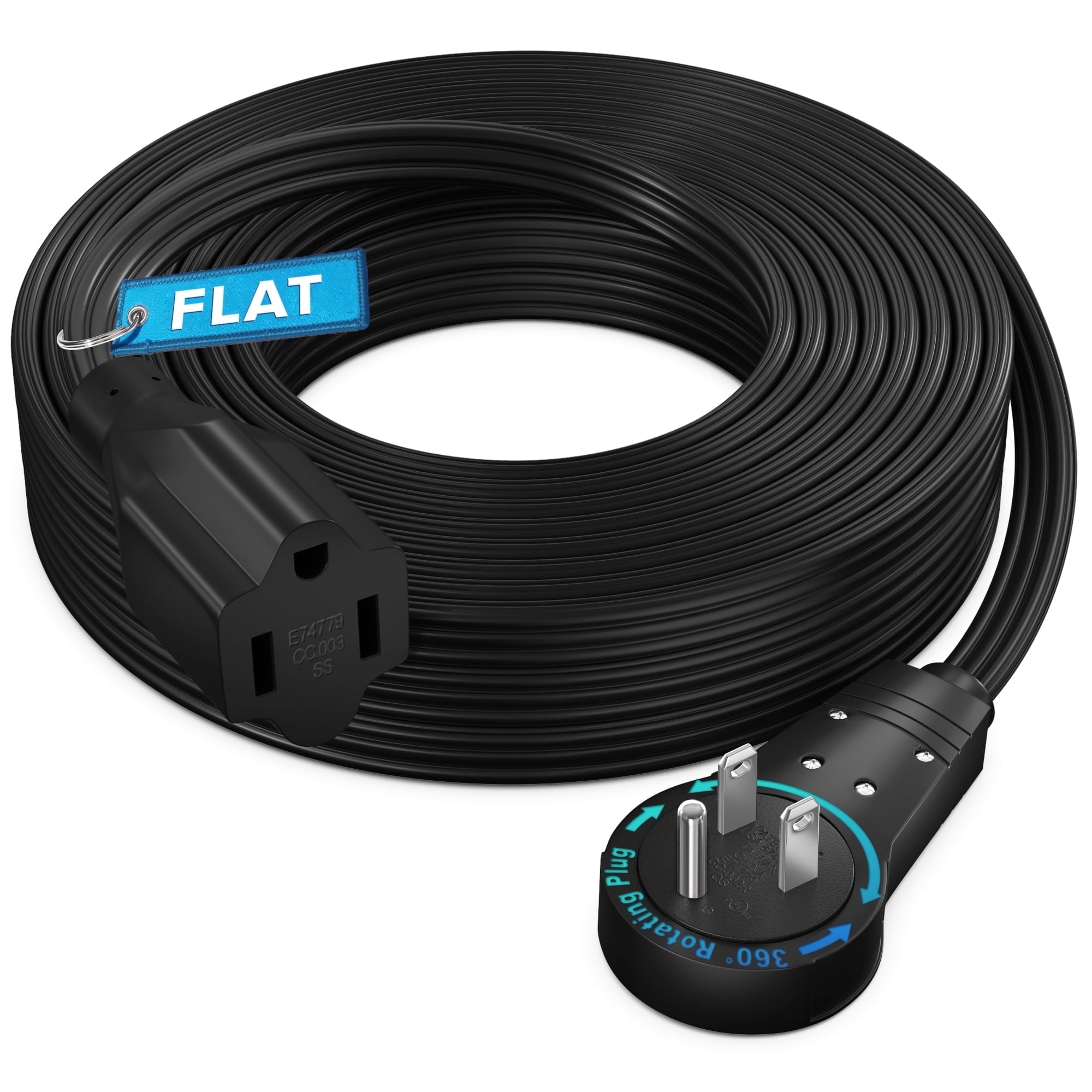 Under Rug Heating Plug In Maximm 360 Rotating Flat Plug Extension Cord - 30 ft Under Carpet with ...