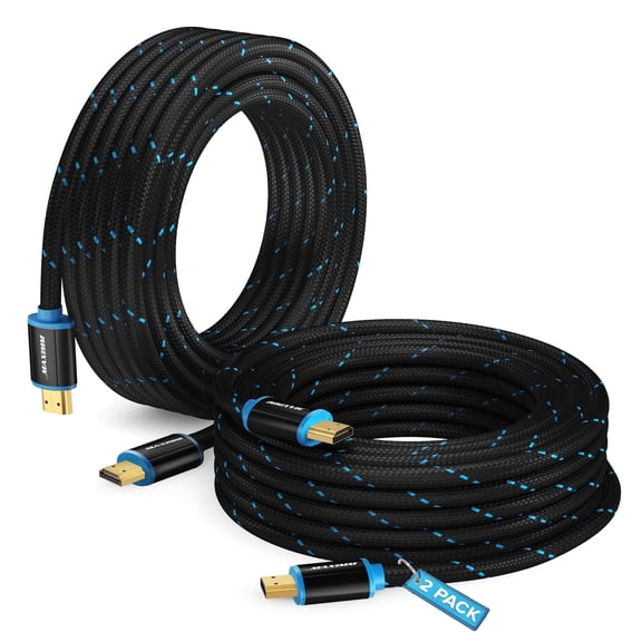 Maximm 4K HDMI Cable 2 Pack 30 Feet – High-Speed HDMI Cord 18 Gbps, Supports 4K 60Hz, Nylon Braided